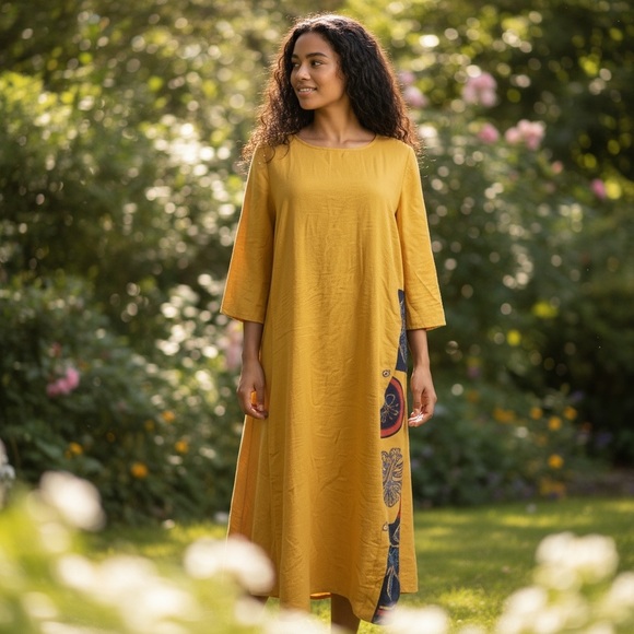 Yellow Traditional Ethnic Long Dress - Picture 2 of 16